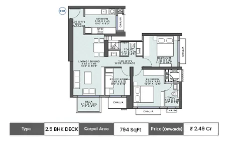 2.5 BHK 794 SqFt